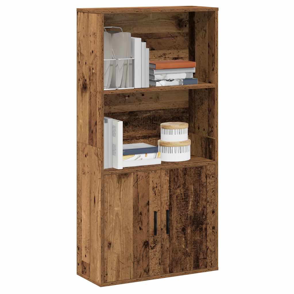 Antik fa színű szerelt fa könyvespolc 60x24x120 cm