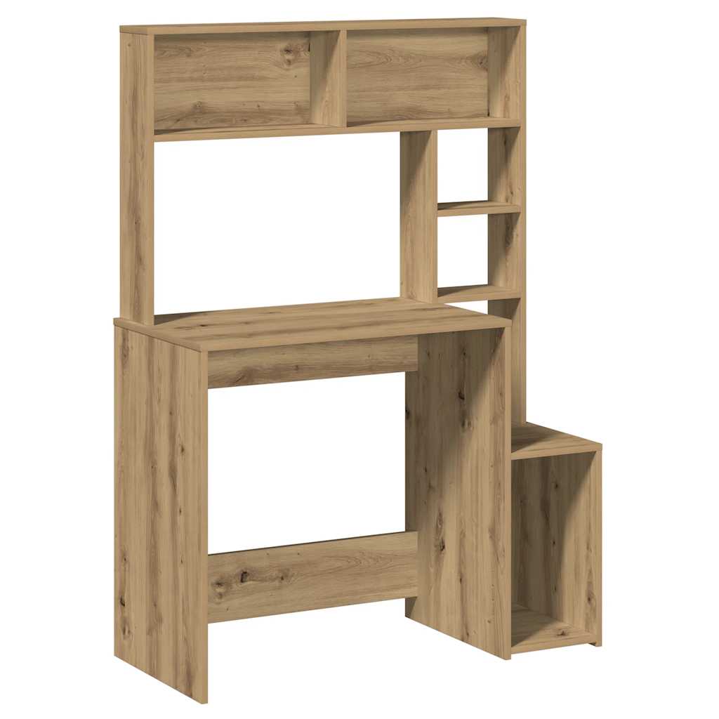 Kézműves tölgy szerelt fa íróasztal polcokkal 100x45x140 cm 2
