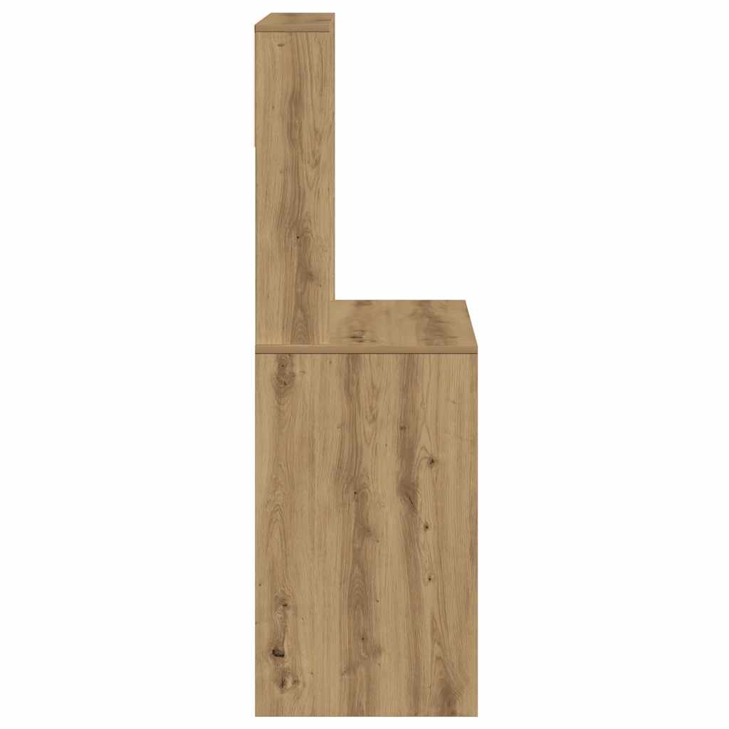 Kézműves tölgy szerelt fa íróasztal polcokkal 100x45x140 cm 5