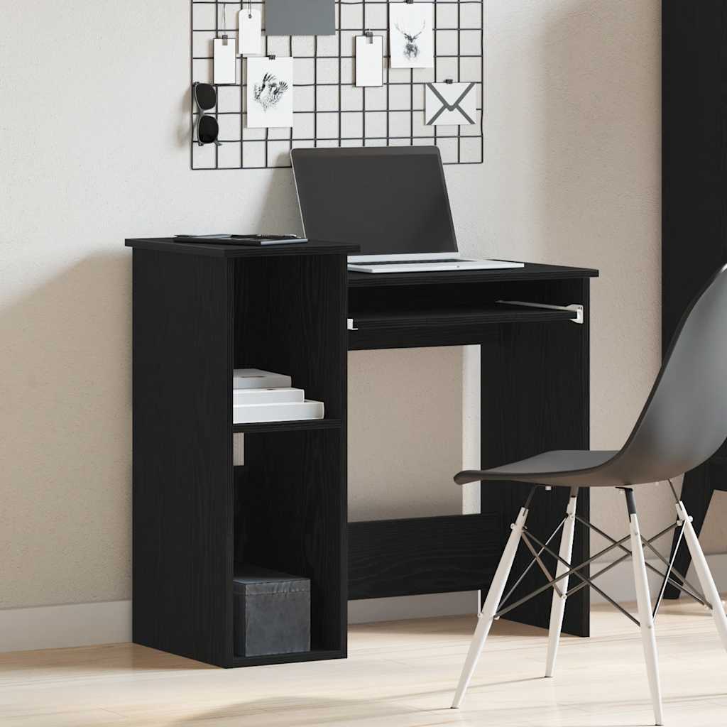 Fekete forgácslap íróasztal polcokkal 84x40x78 cm 3