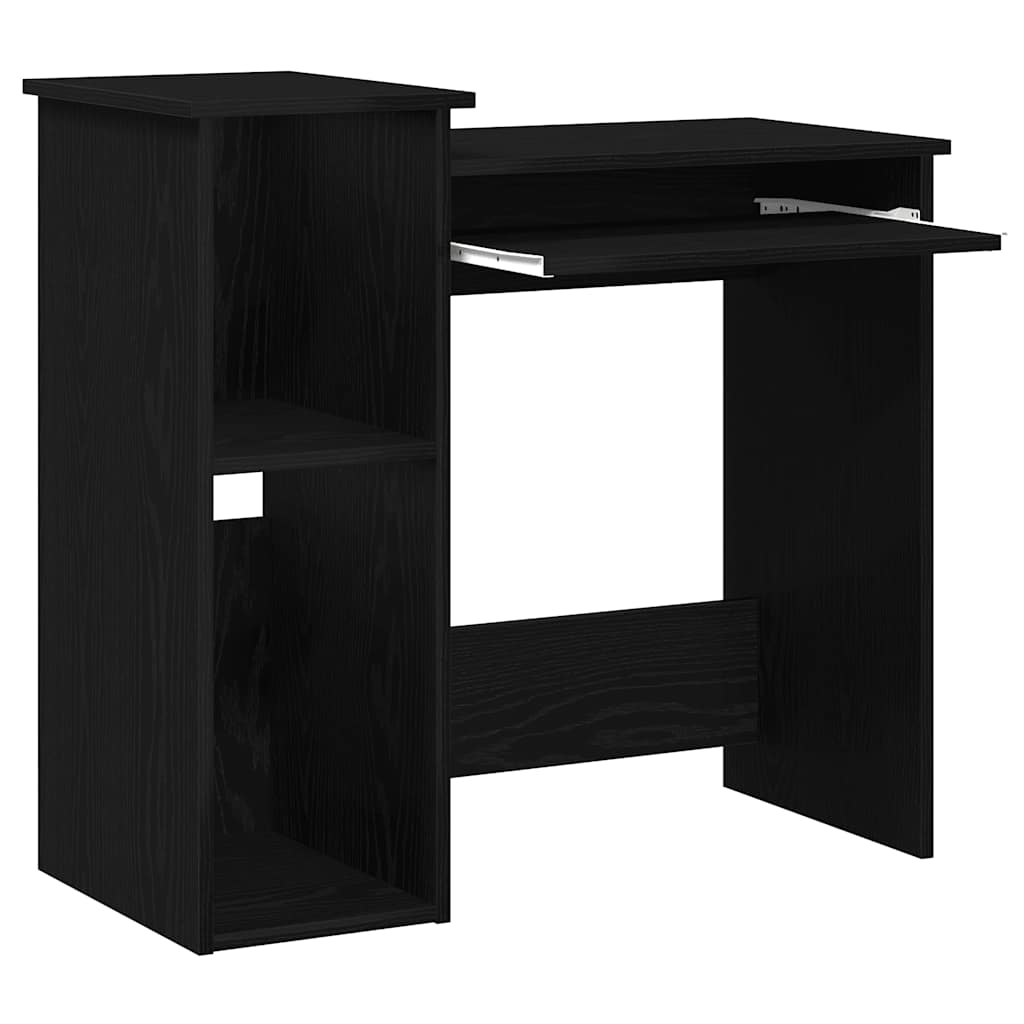 Fekete forgácslap íróasztal polcokkal 84x40x78 cm 4