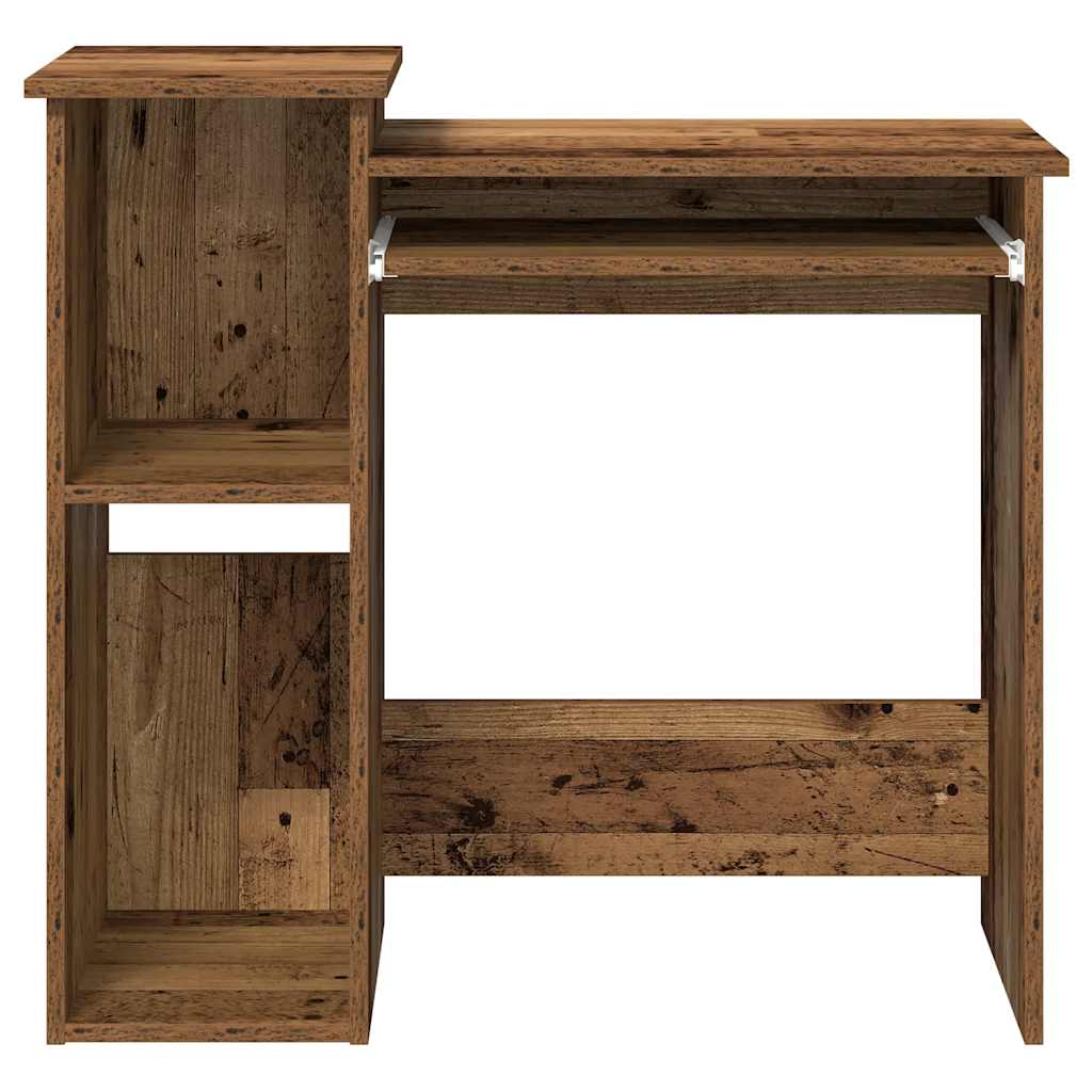 Antik fa színű szerelt fa íróasztal polcokkal 84x40x78 cm 5