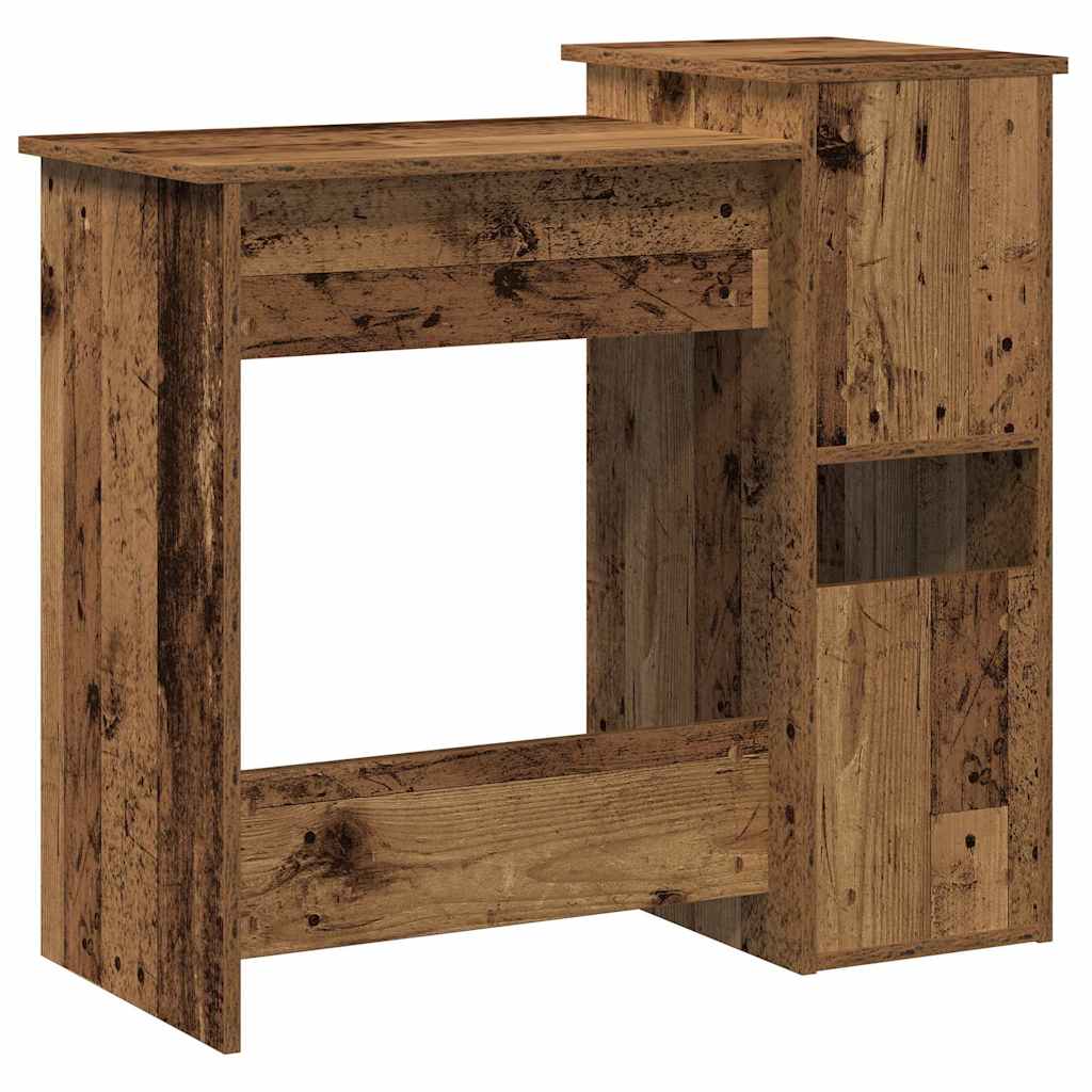 Antik fa színű szerelt fa íróasztal polcokkal 84x40x78 cm 7