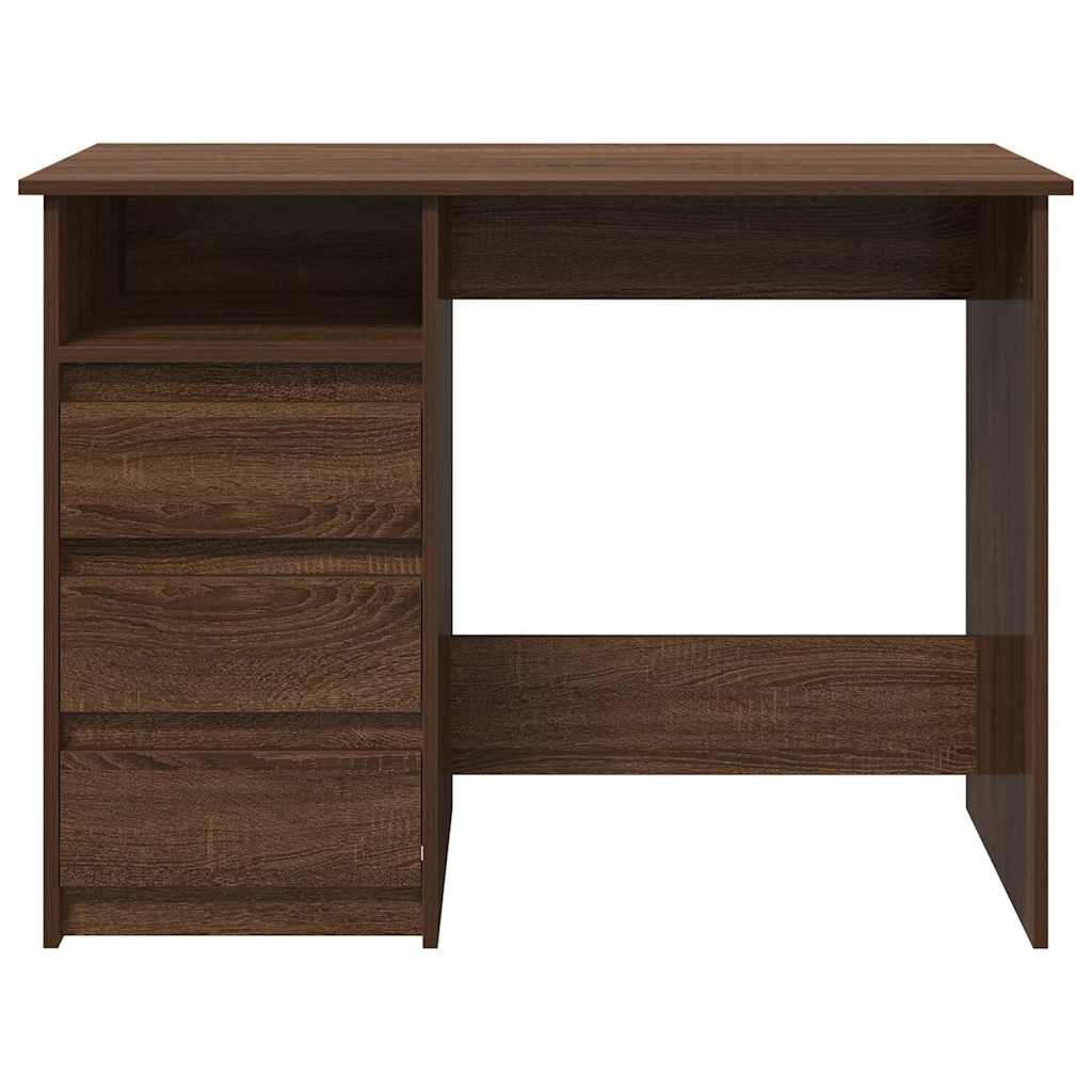 Barna tölgyszínű szerelt fa íróasztal 102x50x75 cm 5
