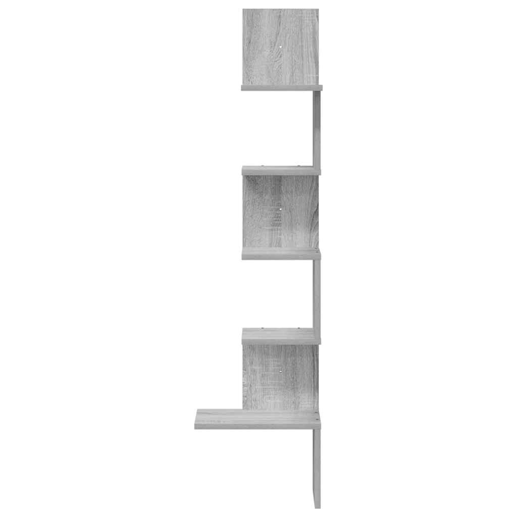 Szürke sonoma szerelt fa fali sarokpolc 32x32x127,5 cm 4