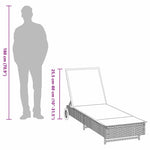 Barna polyrattan napozóágy párnával és kerekekkel 13