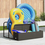 Fekete polyrattan medence melletti úszótároló 110x100x57 cm 3