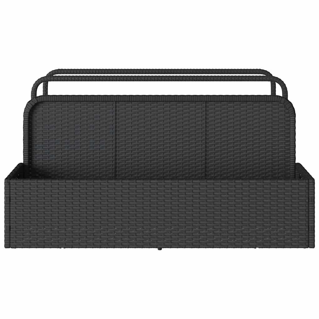 Fekete polyrattan medence melletti úszótároló 110x100x57 cm 5