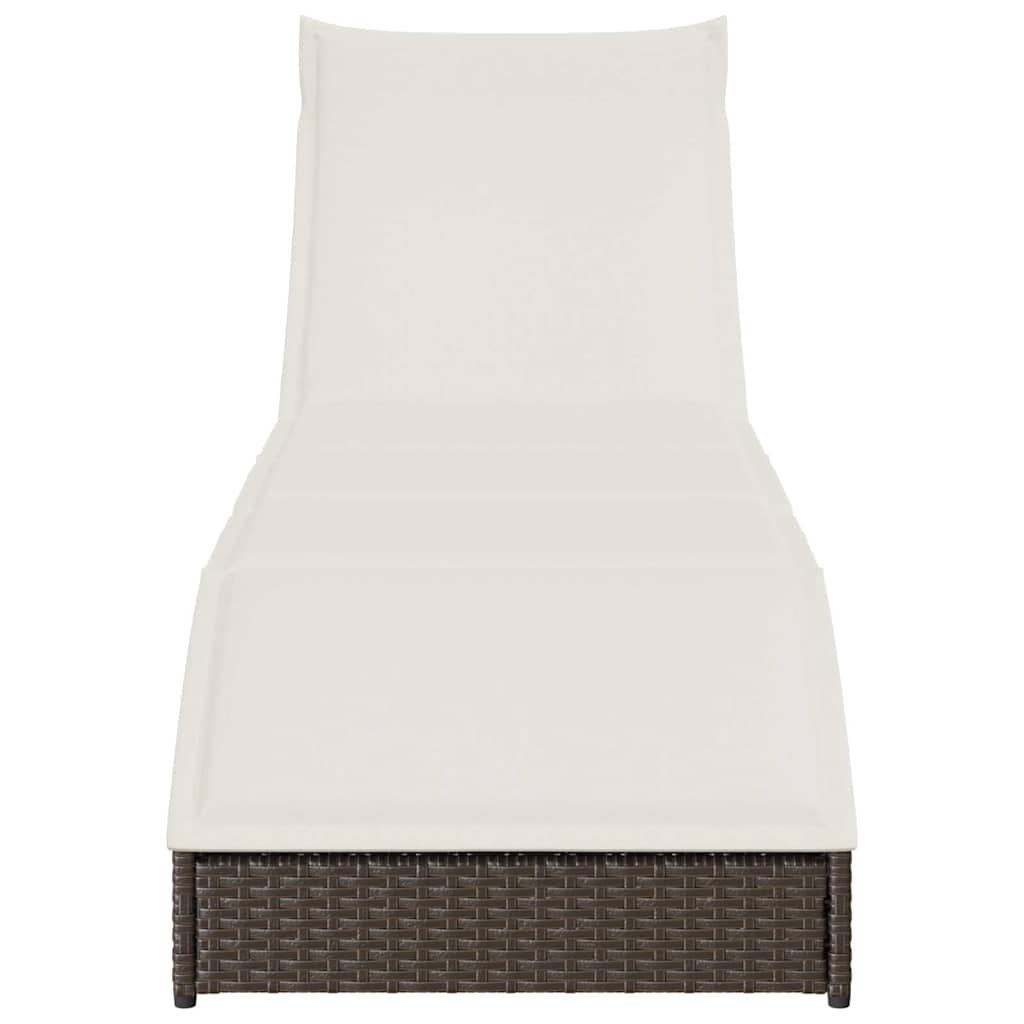 Összecsukható napozóágy párnával és tárolóval barna polyrattan 5