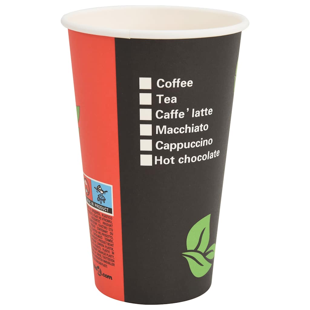 1000 db papír kávéscsészék fedővel 16oz 400ml 8