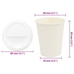 1000 db papír kávéscsészék fedővel 8oz 200ml 10