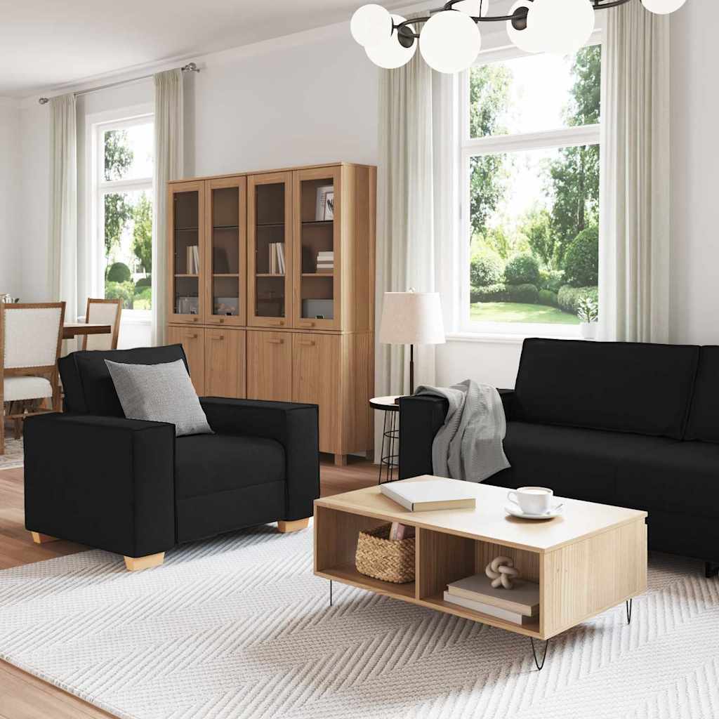 Kanapé 3 db Fekete Lábbal kevert anyag 3