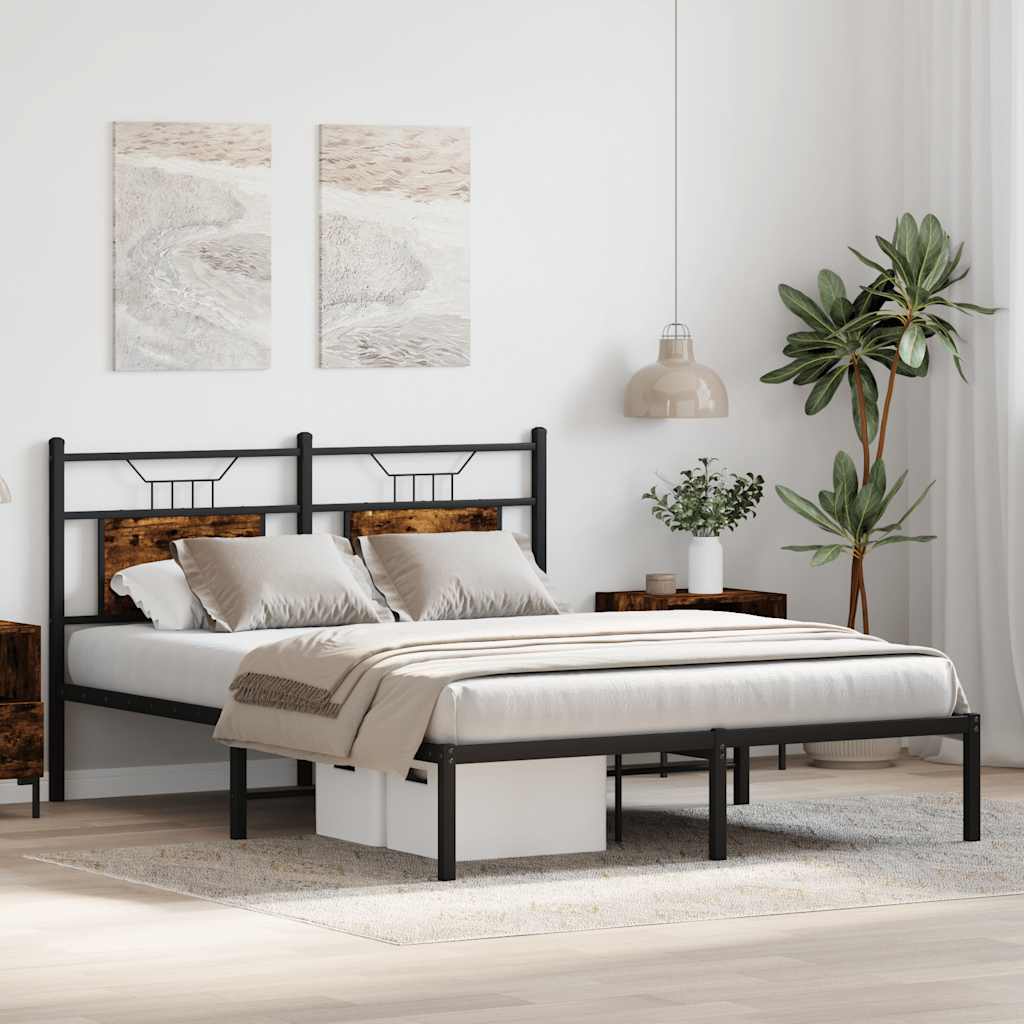 Füstös tölgy színű szerelt fa ágykeret matrac nélkül 137x190 cm 4