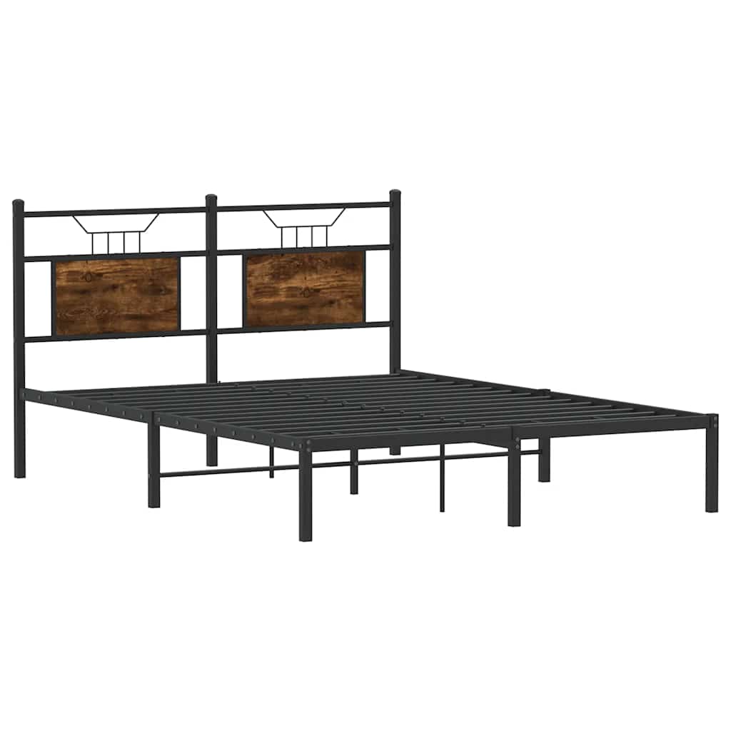 Füstös tölgy színű szerelt fa ágykeret matrac nélkül 137x190 cm 5