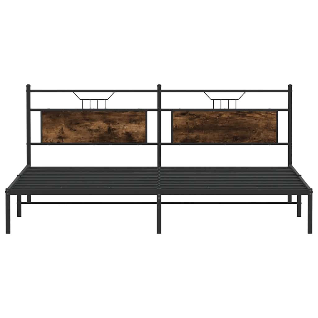 Füstös tölgy színű szerelt fa ágykeret matrac nélkül 200x200 cm 6