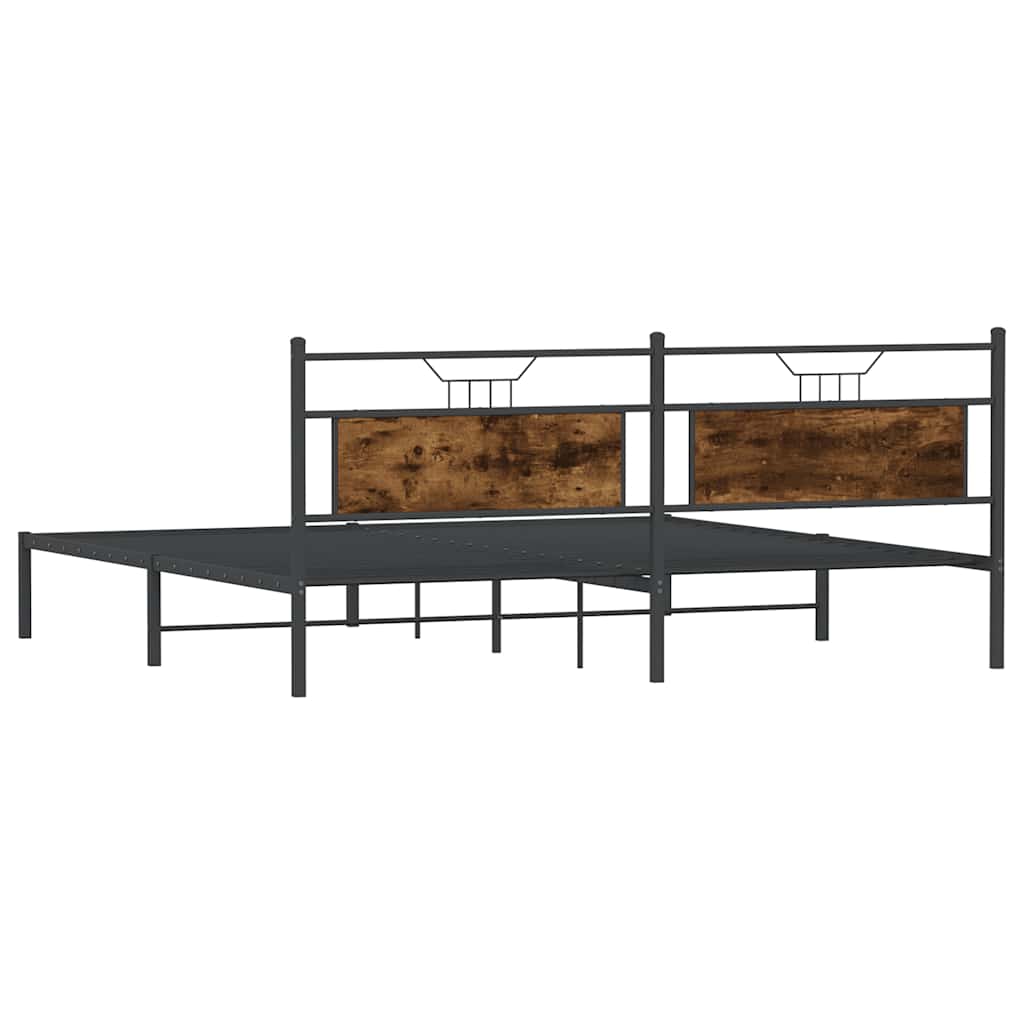 Füstös tölgy színű szerelt fa ágykeret matrac nélkül 200x200 cm 7