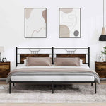 Füstös tölgy színű szerelt fa ágykeret matrac nélkül 200x200 cm