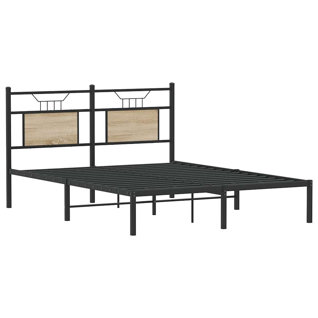 Sonoma tölgy színű szerelt fa ágykeret matrac nélkül 150x200 cm 5