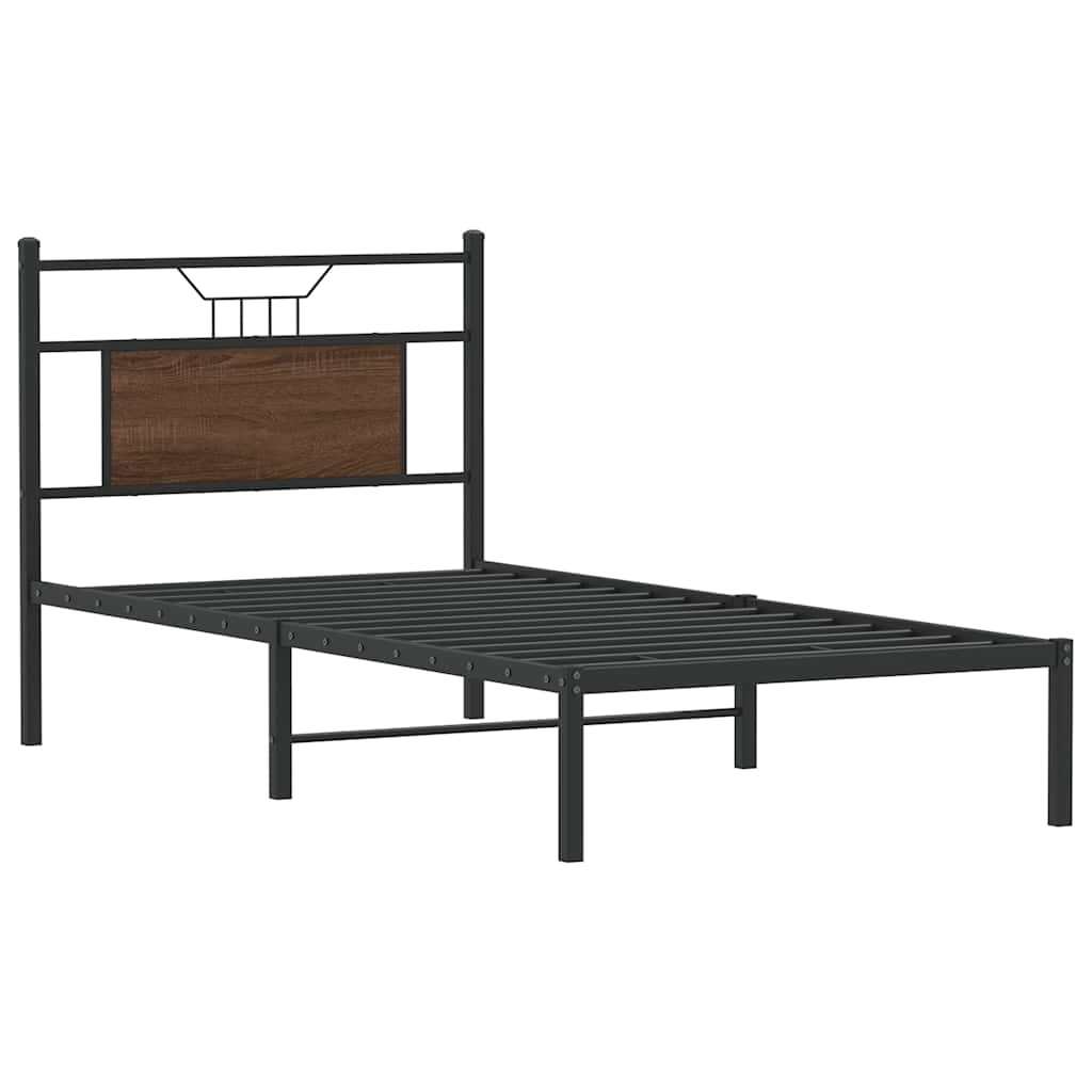 Barna tölgy színű szerelt fa ágykeret matrac nélkül 75x190 cm 3
