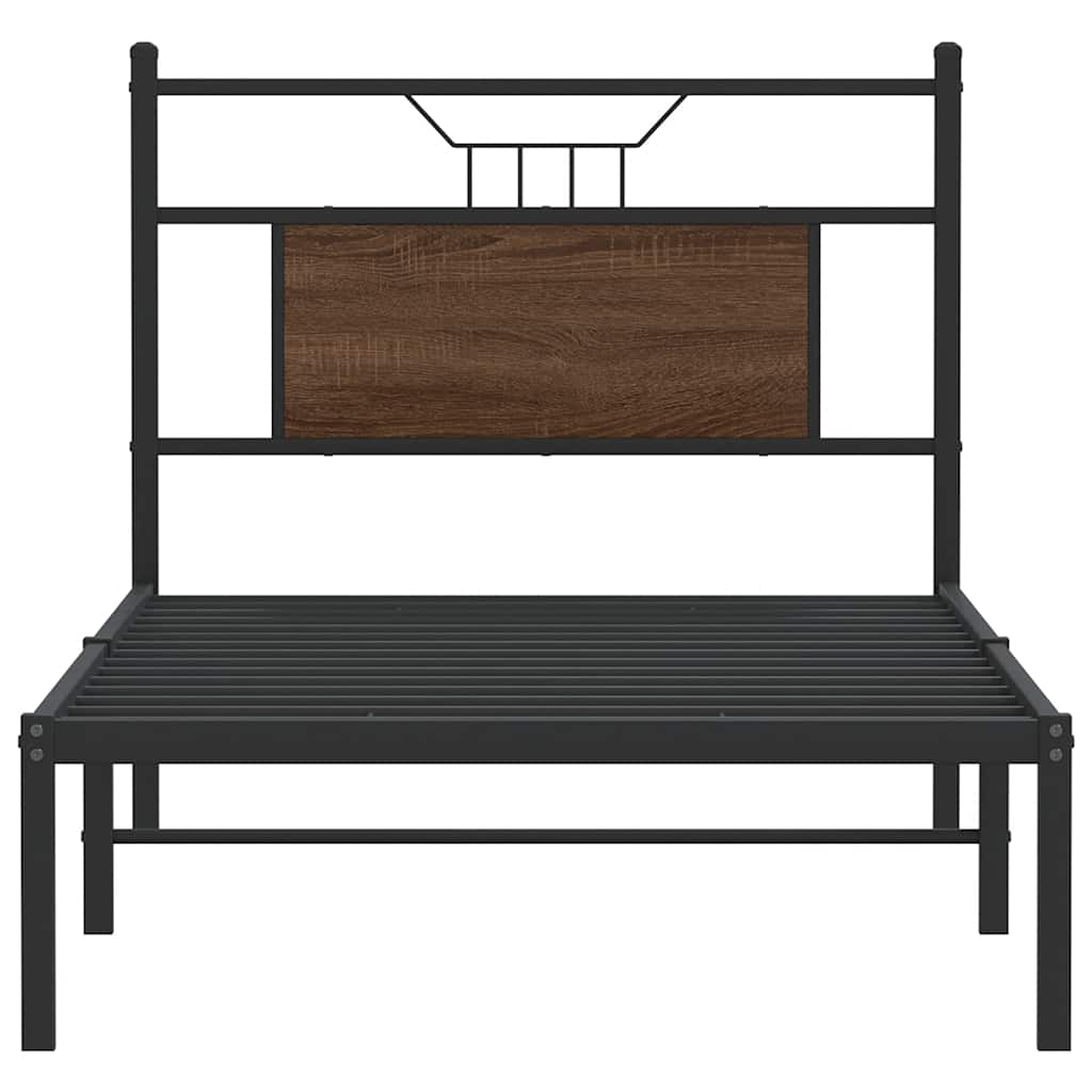 Barna tölgy színű szerelt fa ágykeret matrac nélkül 75x190 cm 6