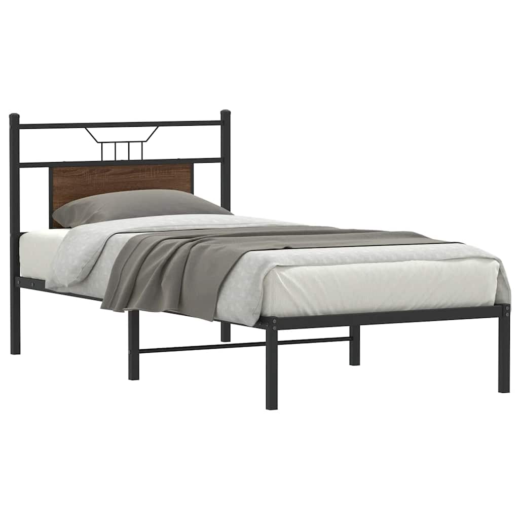 Barna tölgy színű szerelt fa ágykeret matrac nélkül 75x190 cm