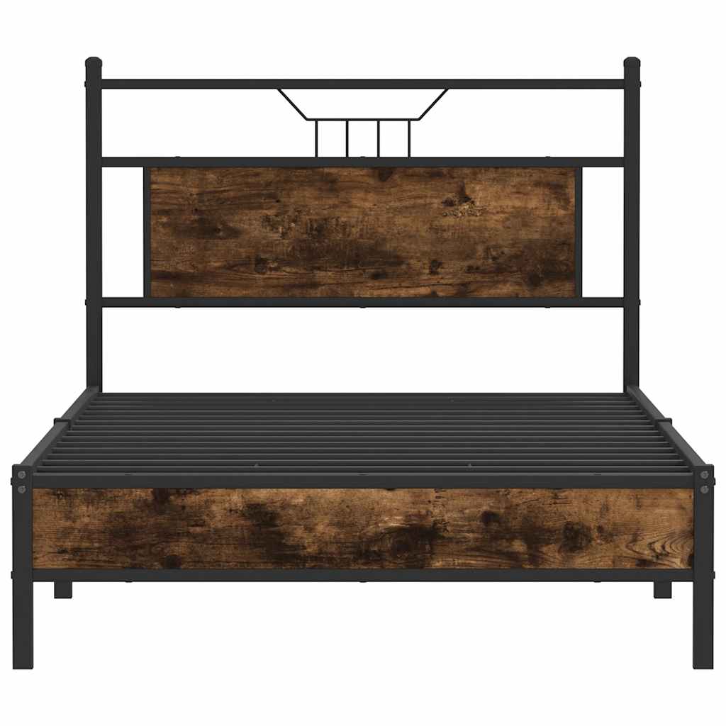 Füstös tölgy színű szerelt fa ágykeret matrac nélkül 90x190 cm 6