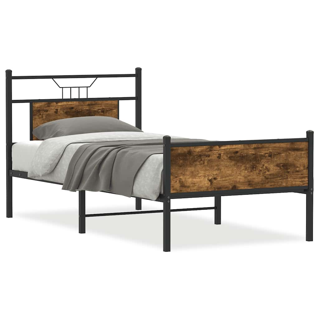 Füstös tölgy színű szerelt fa ágykeret matrac nélkül 80x200 cm 2