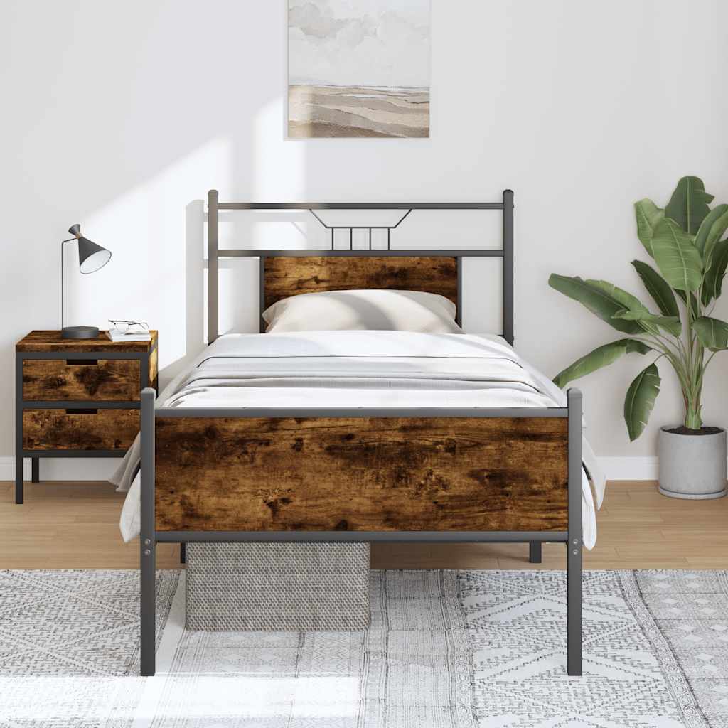 Füstös tölgy színű szerelt fa ágykeret matrac nélkül 80x200 cm 4