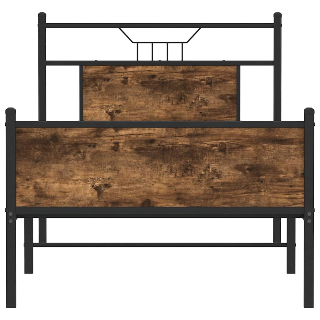 Füstös tölgy színű szerelt fa ágykeret matrac nélkül 80x200 cm 6