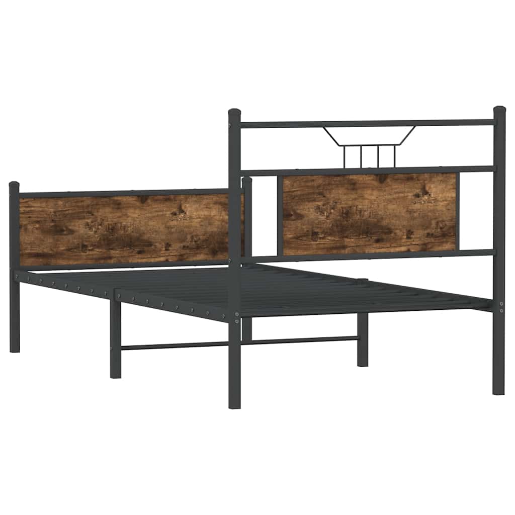 Füstös tölgy színű szerelt fa ágykeret matrac nélkül 80x200 cm 8