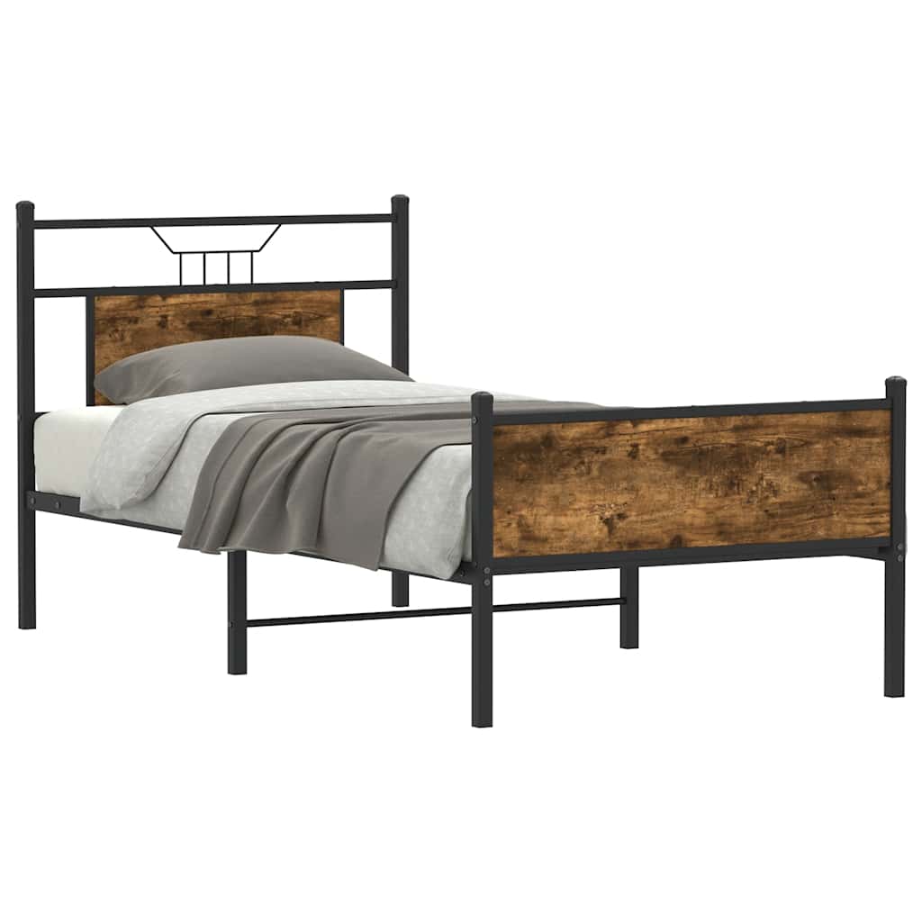 Füstös tölgy színű szerelt fa ágykeret matrac nélkül 80x200 cm