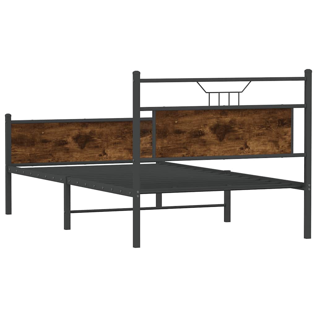 Füstös tölgy színű szerelt fa ágykeret matrac nélkül 90x190 cm 8