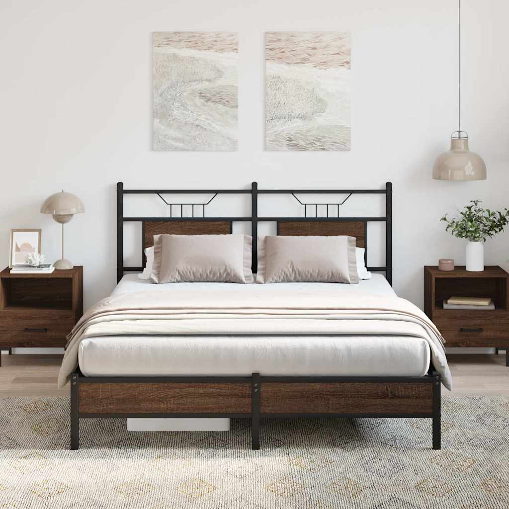 Barna tölgy színű szerelt fa ágykeret matrac nélkül 137x190 cm 5