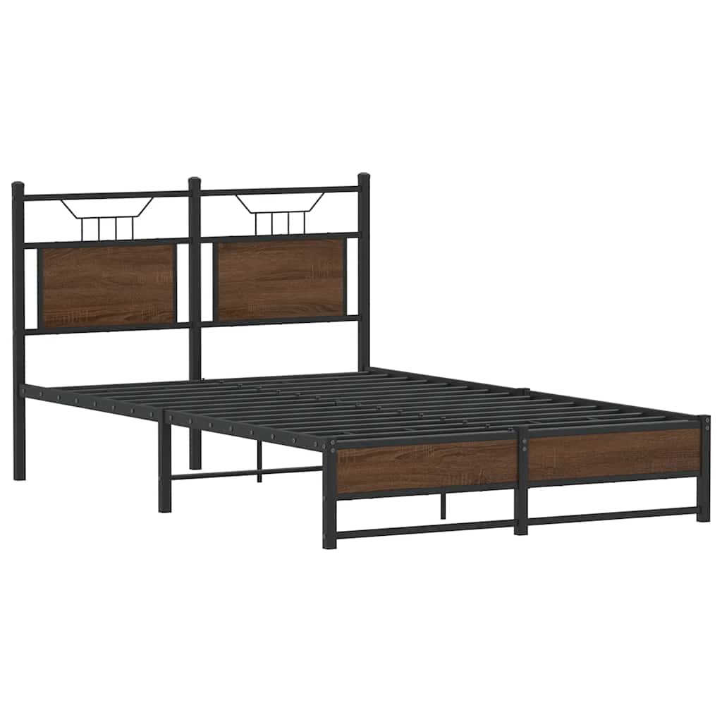 Barna tölgy színű szerelt fa ágykeret matrac nélkül 120x200 cm 3