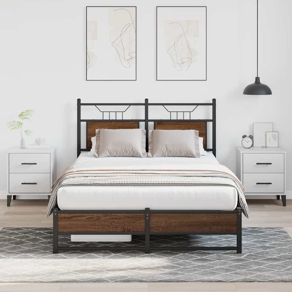 Barna tölgy színű szerelt fa ágykeret matrac nélkül 120x200 cm 5