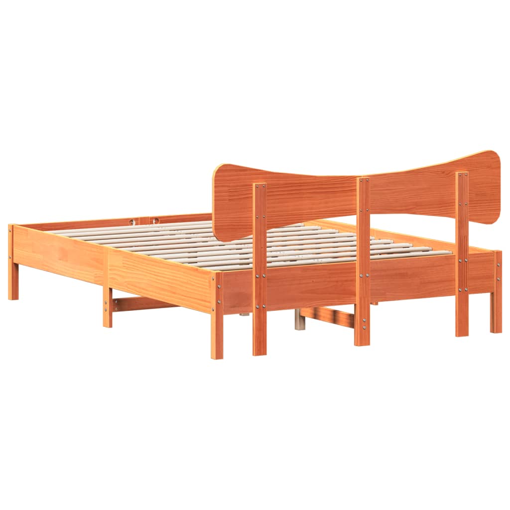 Viaszbarna tömör fenyőfa ágy matrac nélkül 150 x 200 cm 8