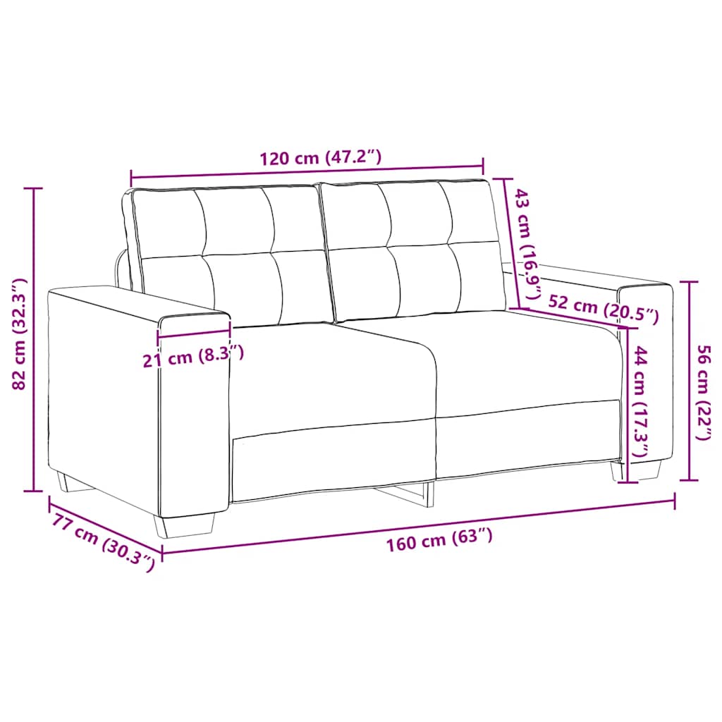 Barna szövet loveseat kanapé 160x77x82 cm 9