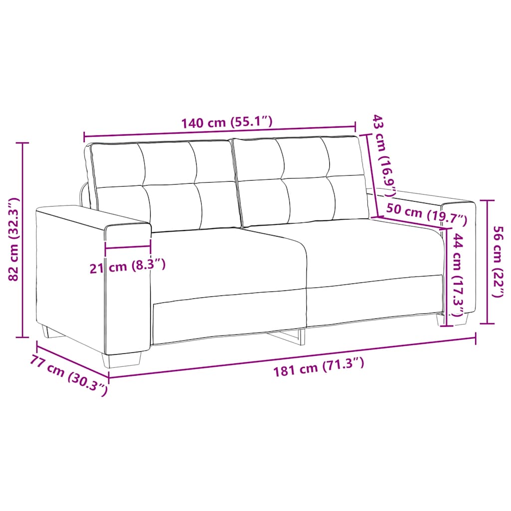 Vászon loveseat kanapé 180x77x82 cm 9