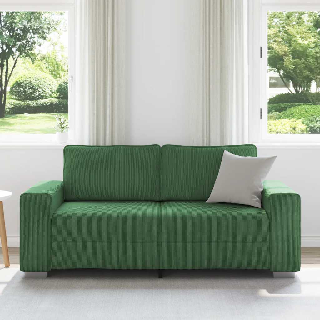 Sötétzöld kétszemélyes kanapé 180 x 77 x 82 cm kordbársony szövet 3