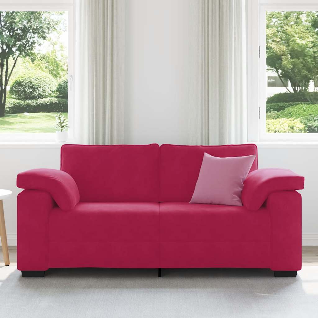 Bordó bársony loveseat kanapé 180x77x82 cm 3