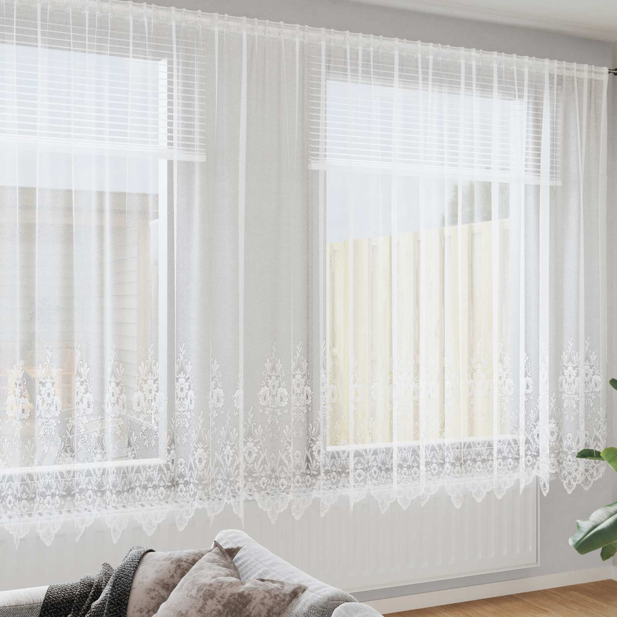 Csipkés Függöny Fehér 245 x 600 cm Poliészter