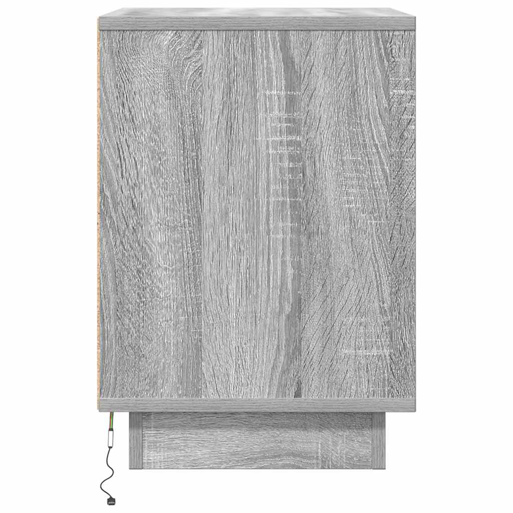2 db szürke sonoma éjjeliszekrények LED világítással 38x34x50cm 9