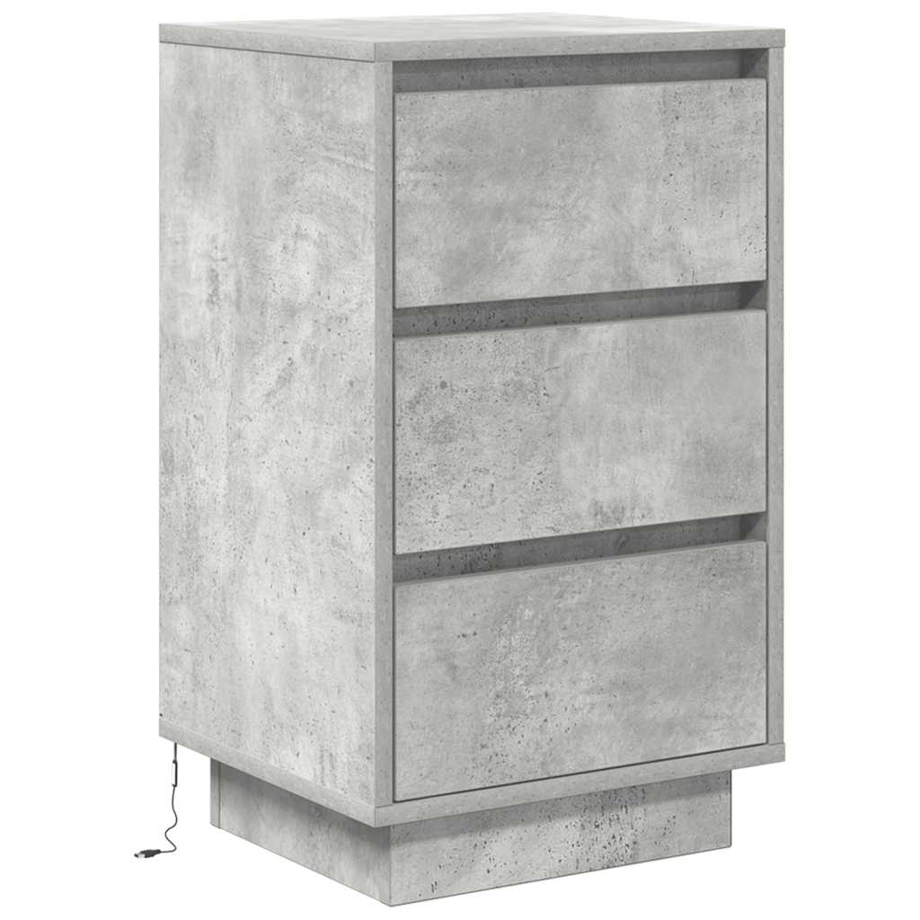 Betonszürke éjjeliszekrény LED-világítással 38x34x65 cm 3