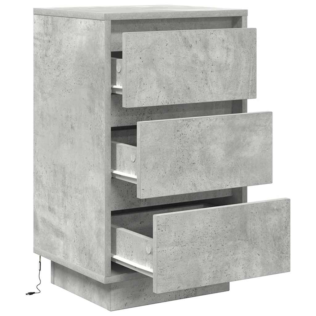 Betonszürke éjjeliszekrény LED-világítással 38x34x65 cm 6