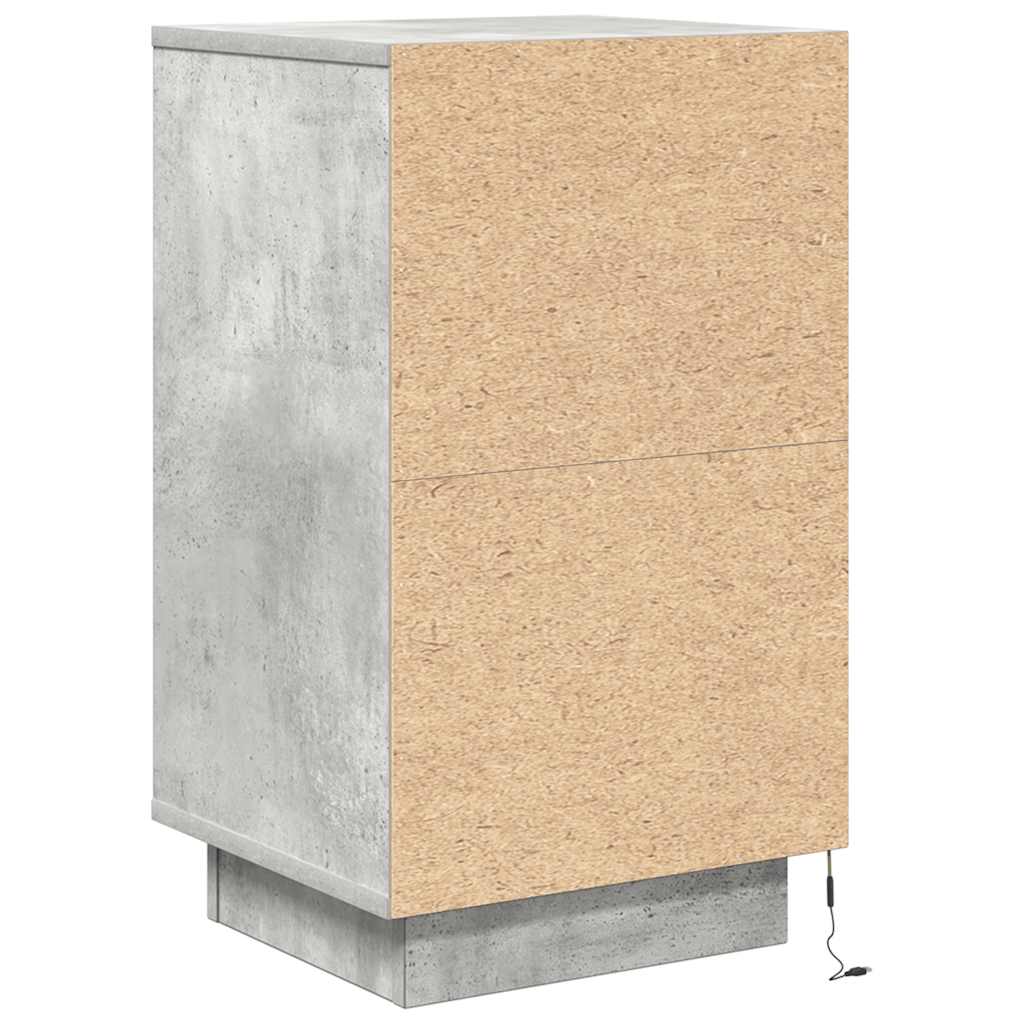 Betonszürke éjjeliszekrény LED-világítással 38x34x65 cm 9