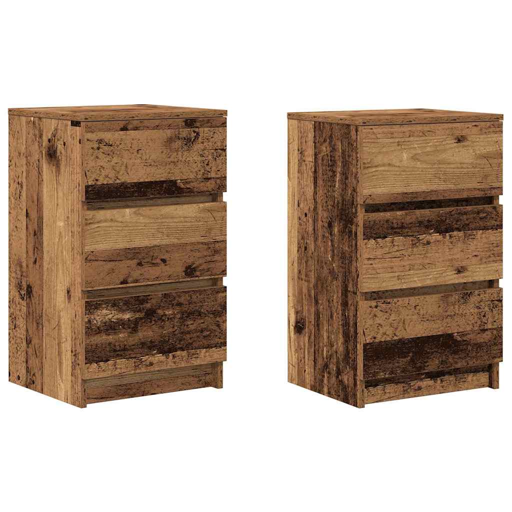 2 db antik fa éjjeliszekrények 3 fiókkal 39x35x65 cm 2
