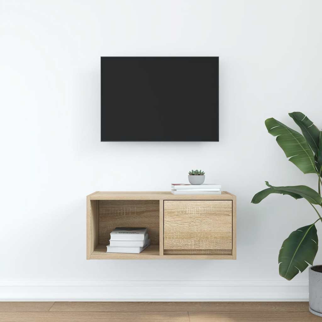 Sonoma tölgy színű szerelt fa fali TV-szekrény 60x31x25,5 cm 3