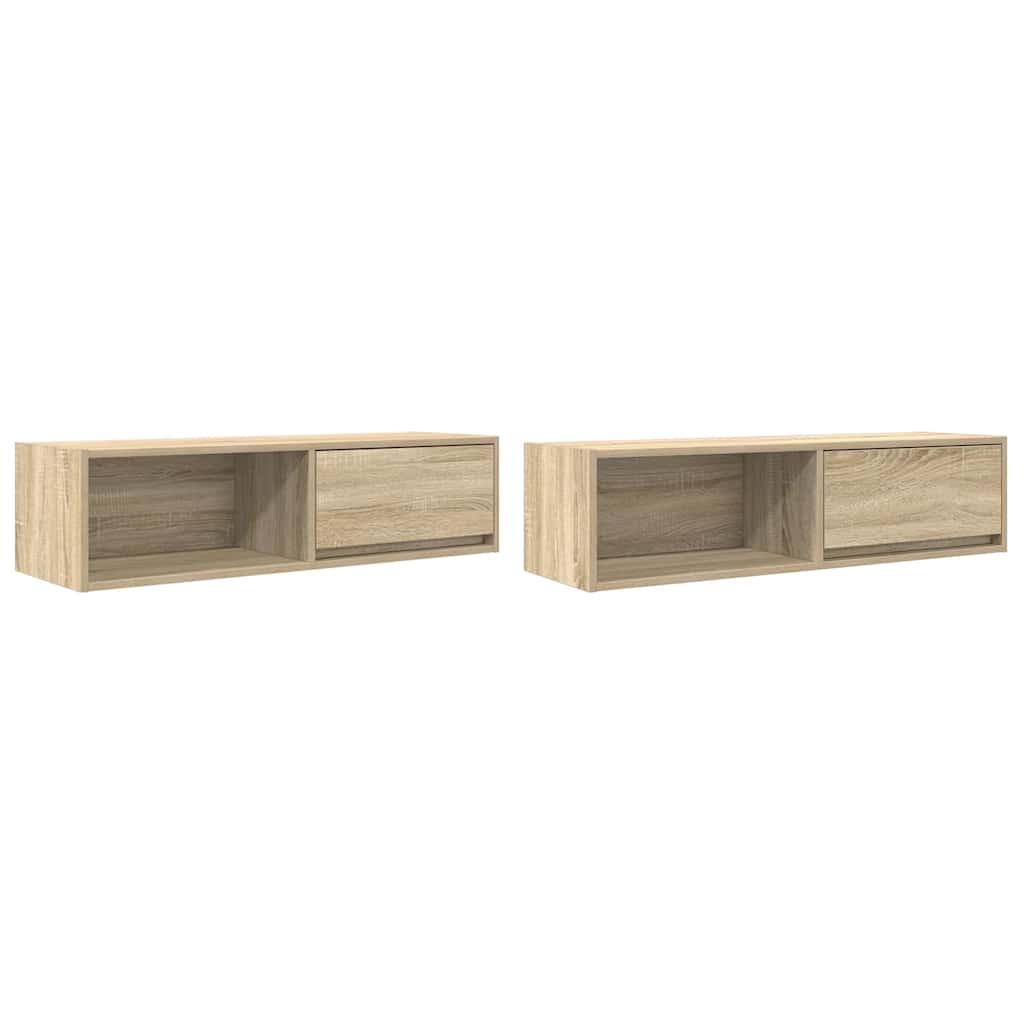 2 db sonoma tölgy színű szerelt fa TV-szekrény 100x31x25,5cm 2