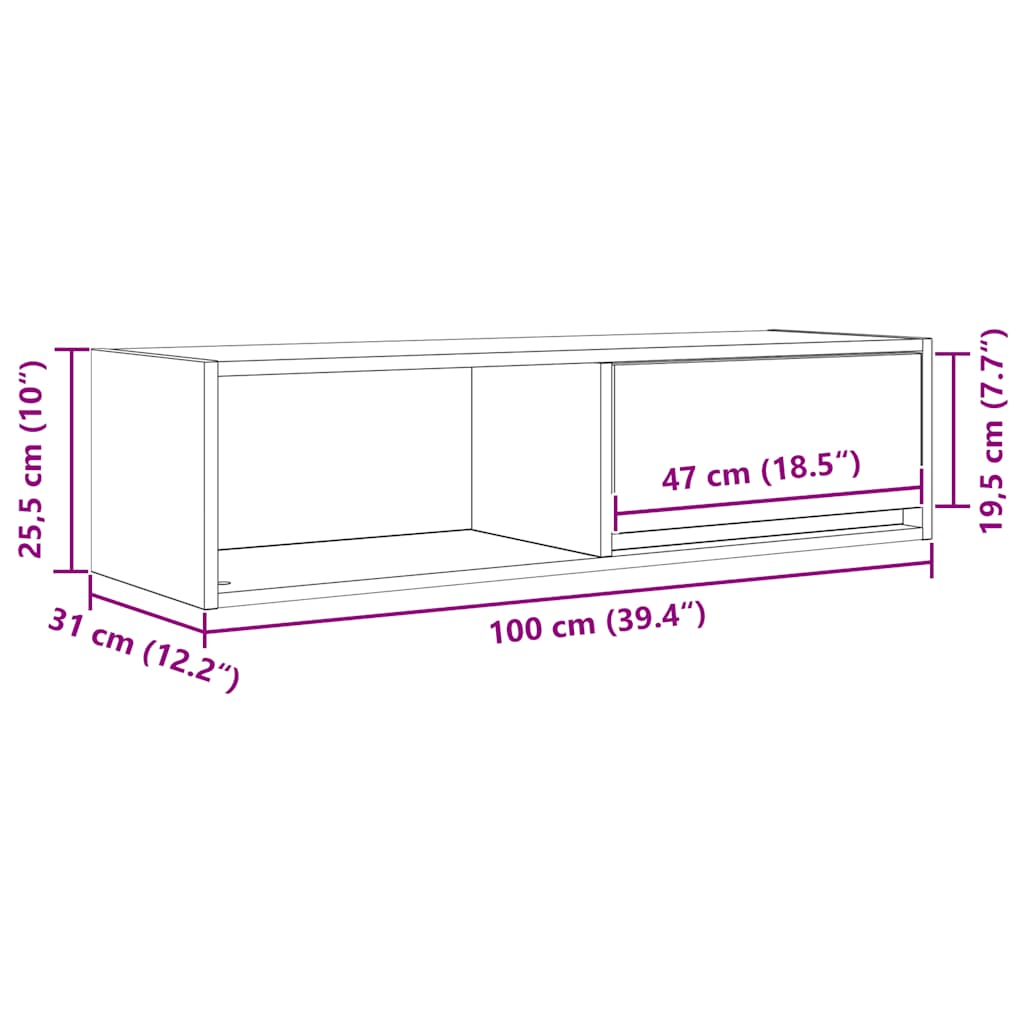 2 db sonoma tölgy színű szerelt fa TV-szekrény 100x31x25,5cm 15