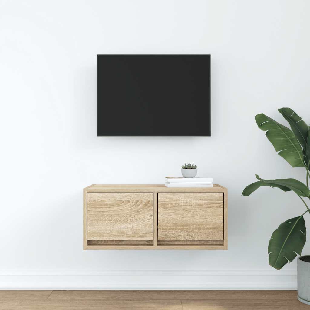 Sonoma tölgy színű szerelt fa fali TV-szekrény 60x31x25,5 cm 3